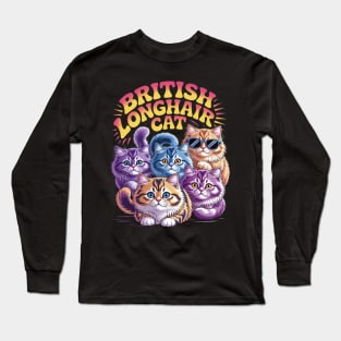 90's British Longhair Cat Highland Straight Long Sleeve T-Shirt